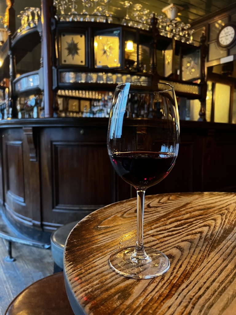 Glass of wine at the Lamb Pub