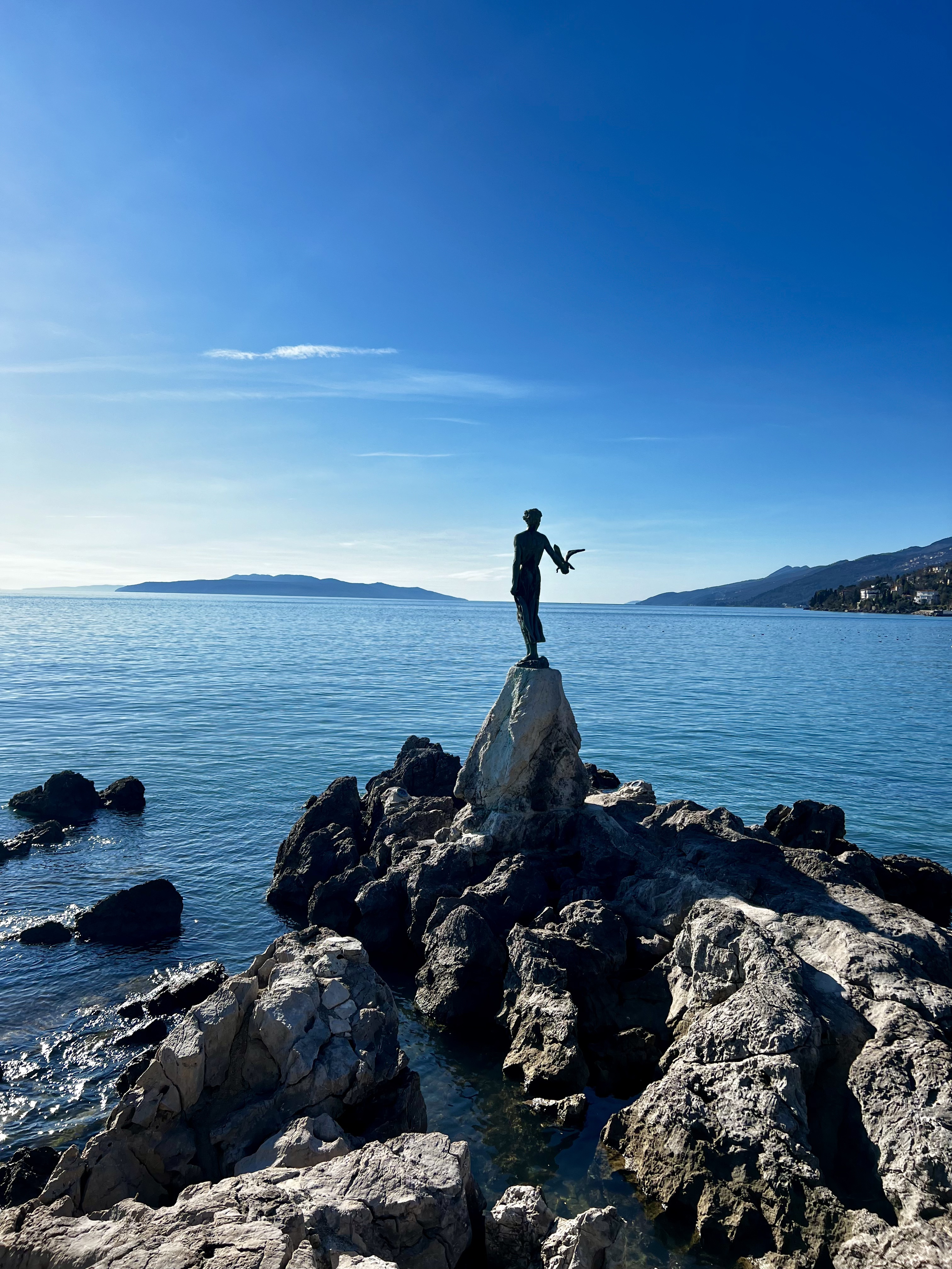Maiden with a Seagull Statue in Opatija, Croatia